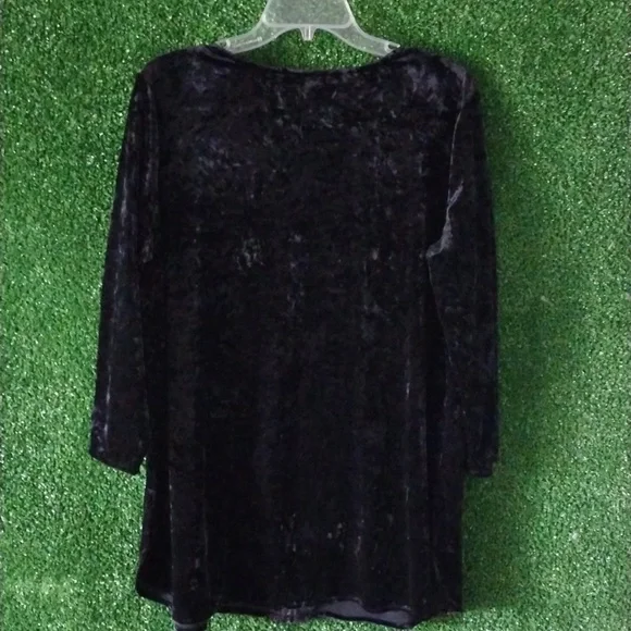 Floral Embroidered Black Velvet Top - Picture 3 of 3